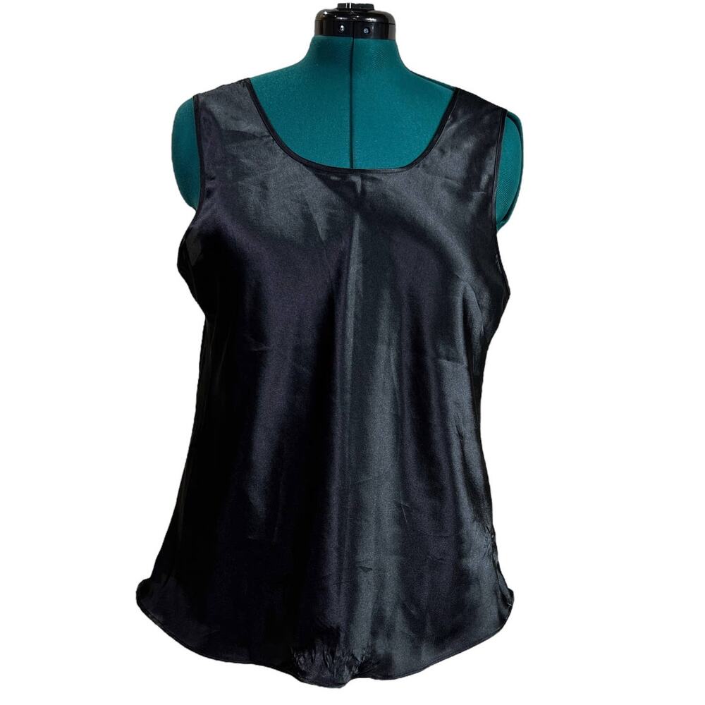 Cinema Shimmery Black Satin Ladies Camisole Cami Tank Top No Stretch